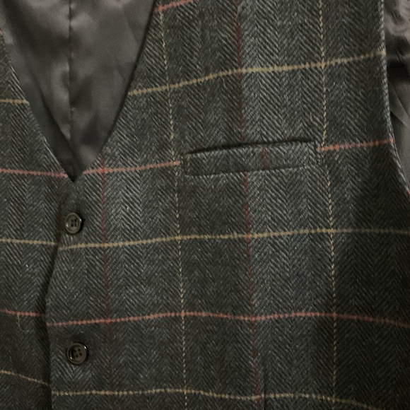 Men’s Wool-blend Charcoal Gray Herringbone Vest, XL - Picture 4 of 5